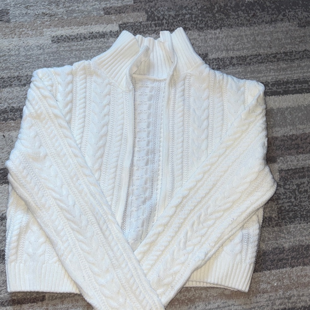Women's White Cable Knit Sweater
